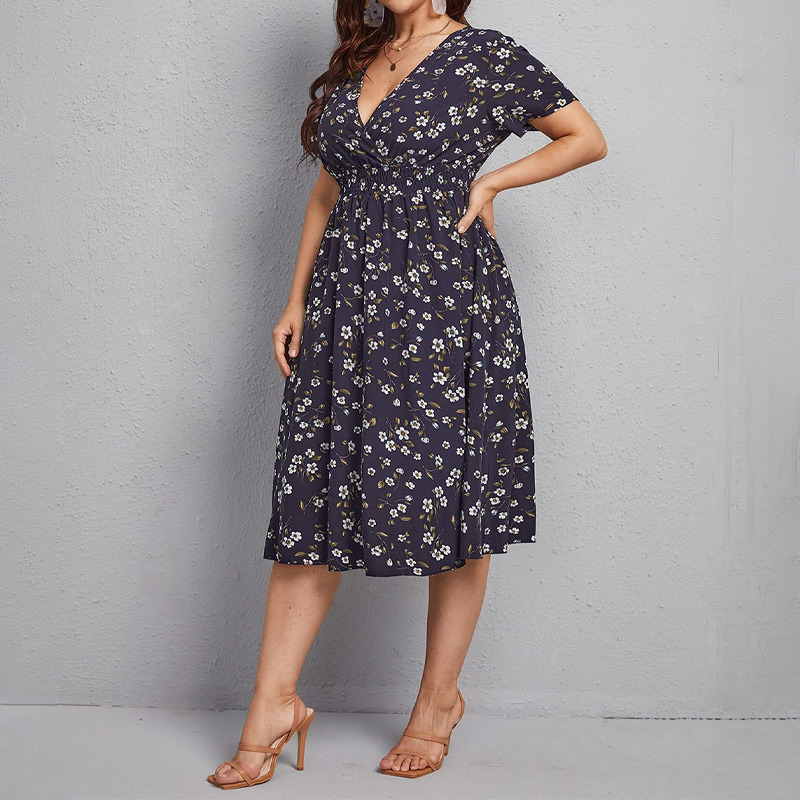 Romper Floral Print - فستان نسائي مقاس كبير، فستان على