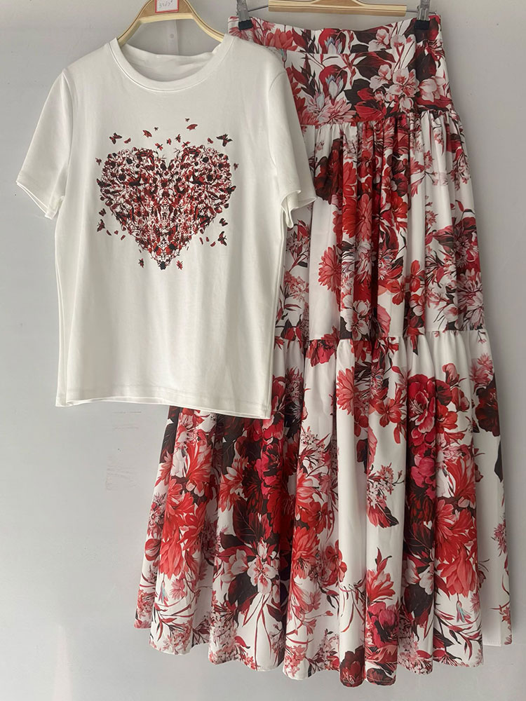 Midi Skirt Floral - طقم نسائي صيفي جديد 2026 بنقشة