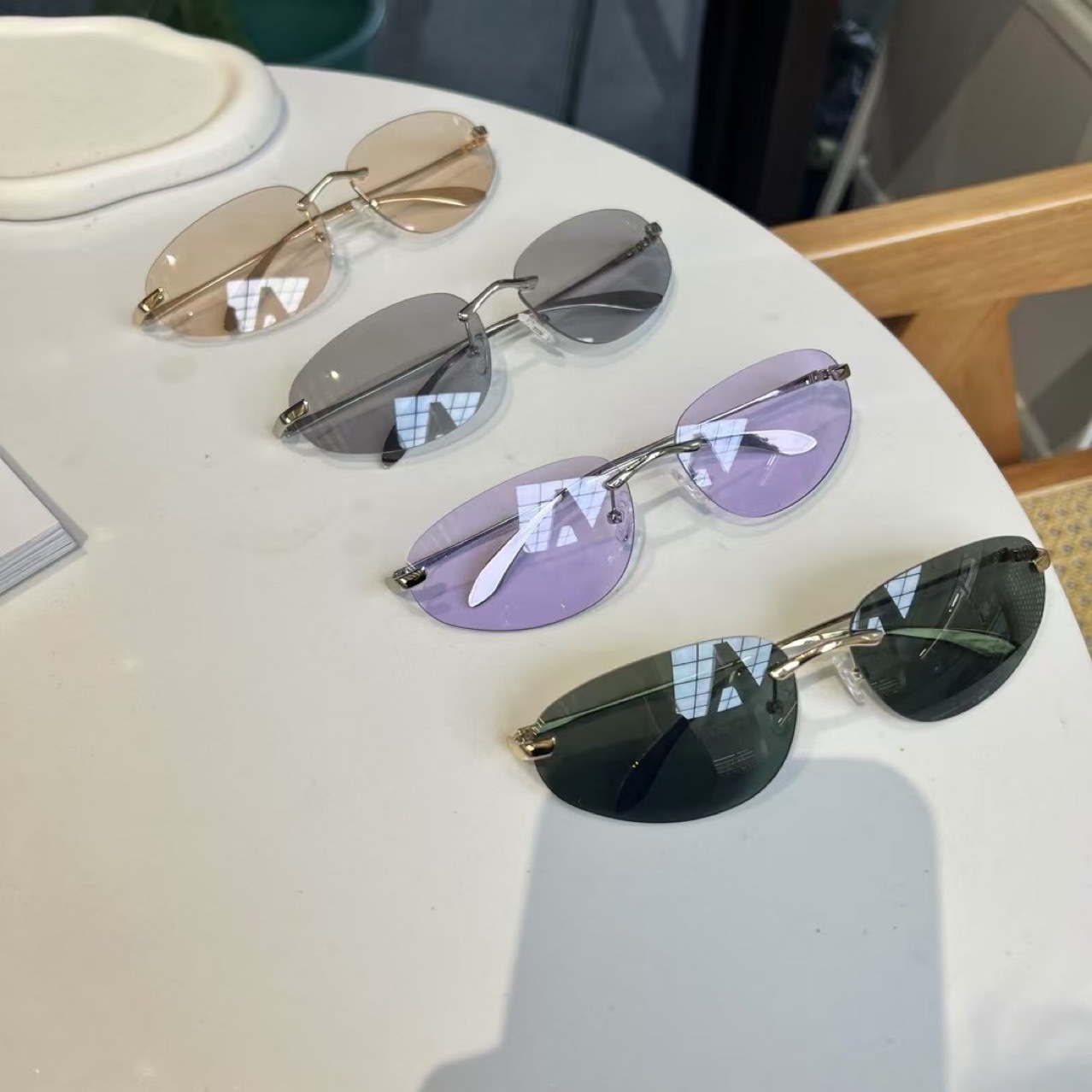 Sunglasses Cat Eye - ظلال بدون إطار UV400، نظارات شمسية