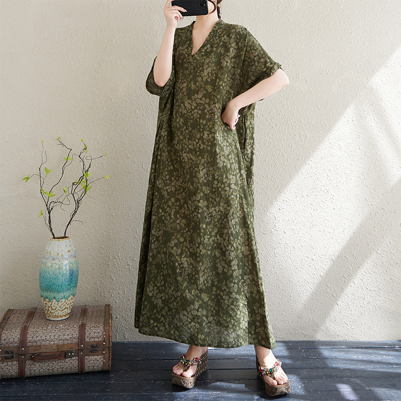 فستان نسائي صيفي بياقة على شكل - مراجعة Linen Dress Wrap وسعره