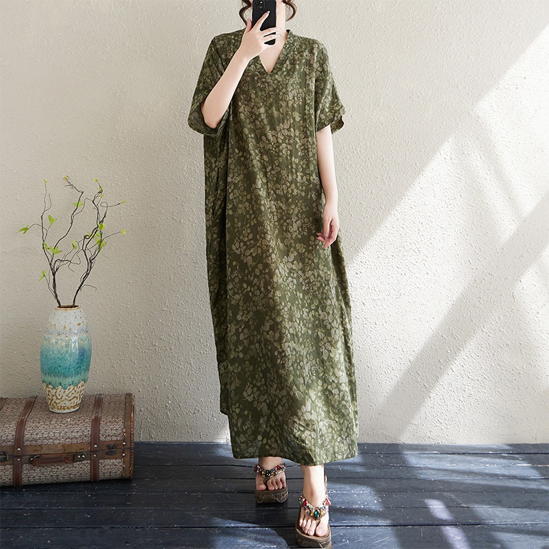 فستان نسائي صيفي بياقة على شكل - مراجعة Linen Dress Wrap وسعره