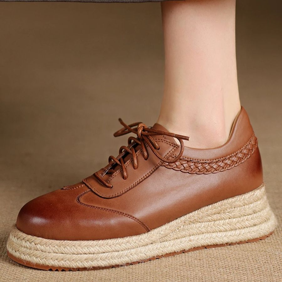 أحذية أكسفورد بنية من جلد البق - مراجعة Wedge Espadrille Women وسعره