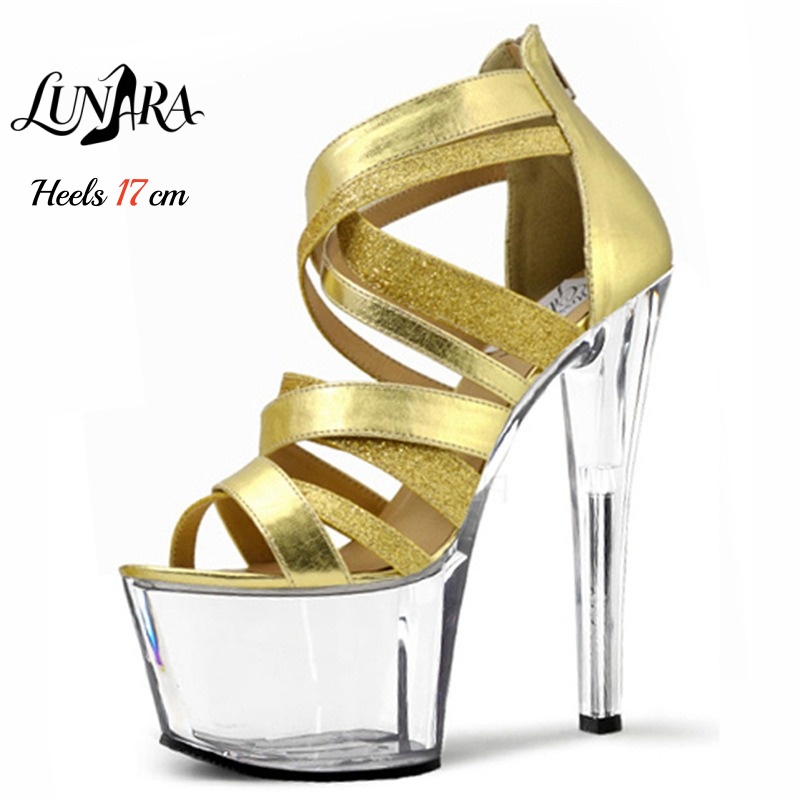 صنادل ذهبية معدنية بطول 17 سم/ - مراجعة Sandal Strappy Heeled وسعره