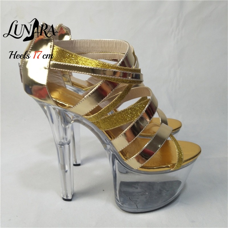 صنادل ذهبية معدنية بطول 17 سم/ - مراجعة Sandal Strappy Heeled وسعره
