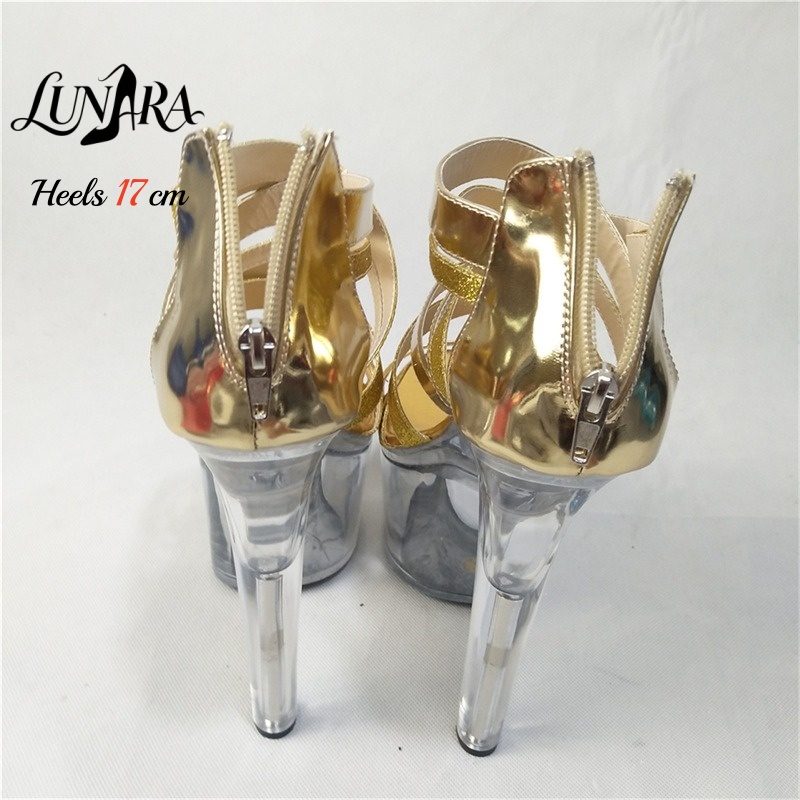 صنادل ذهبية معدنية بطول 17 سم/ - مراجعة Sandal Strappy Heeled وسعره