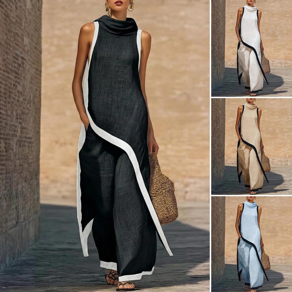 طقم نسائي من قطعتين من القطن و - مراجعة Linen Pant Wide وسعره