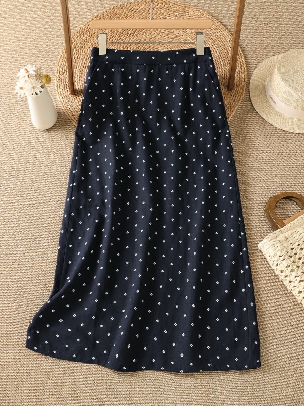 تنورة نصفية عالية الخصر بنقشة  - مراجعة Midi Skirt Floral وسعره