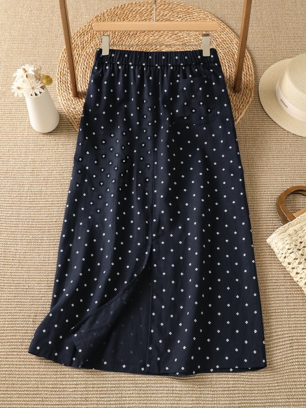 تنورة نصفية عالية الخصر بنقشة  - مراجعة Midi Skirt Floral وسعره
