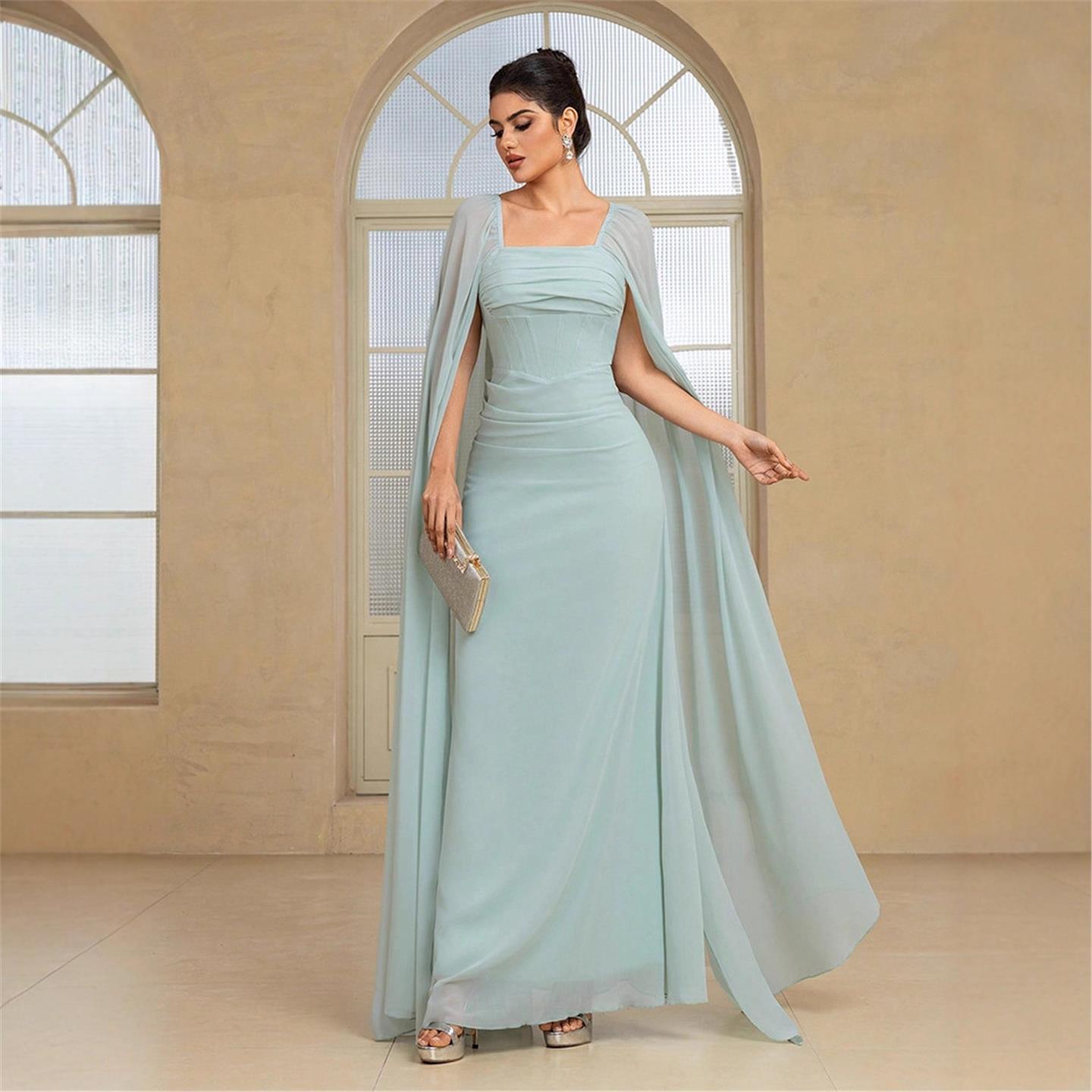 فستان سهرة طويل أنيق بلون واحد - مراجعة Linen Dress Wrap وسعره